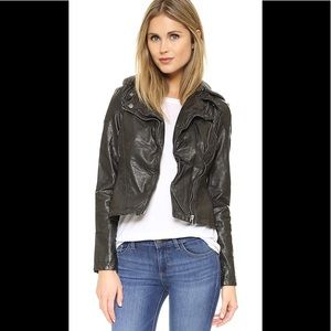 Free People Hooded Vegan Leather Jacket